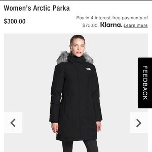 North Face full-length insulated parka, black, size small